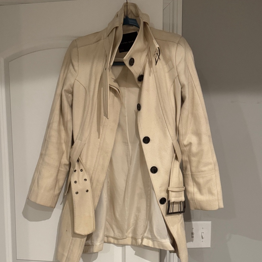 Zara Off-White Trench Coat with Belt